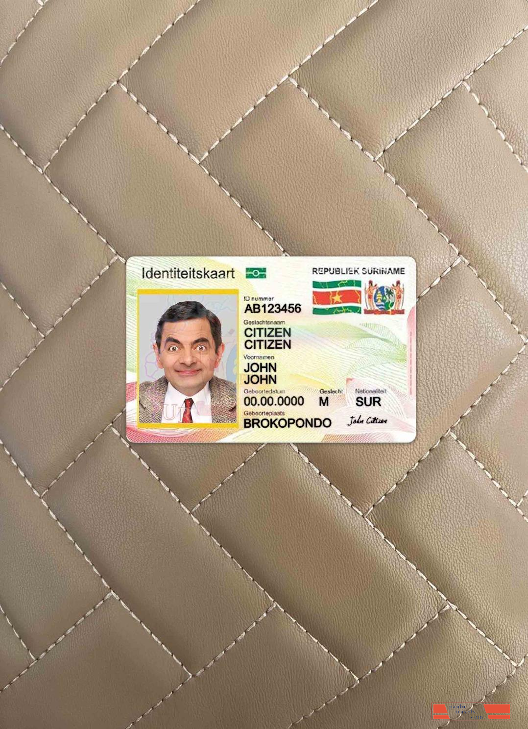 Suriname ID card photolook FRONT PSD template